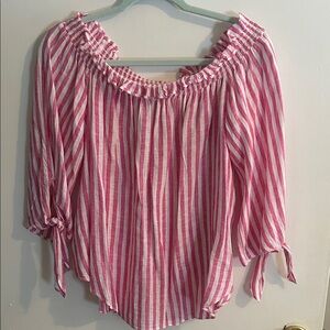 MICHAEL Michael Kors Pink and White Striped Blouse